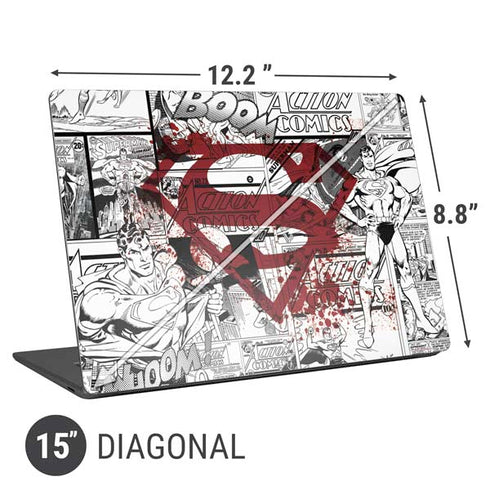 DC Comics Superman Comic Pattern Logo in Red Universal Laptop 15in (12.2 x 8.8in) Skin